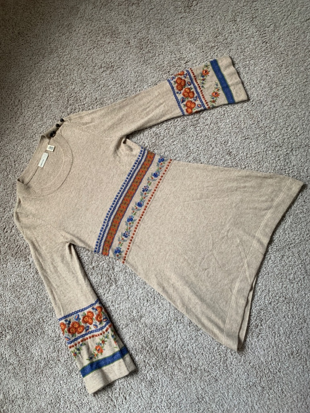 Anthropologie Sleeping on Snow boho mini sweater dress